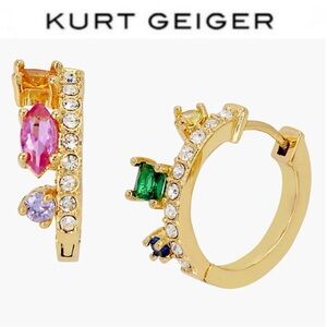 Kurt Geiger Gold Earrings with Multicolor Stones NWT